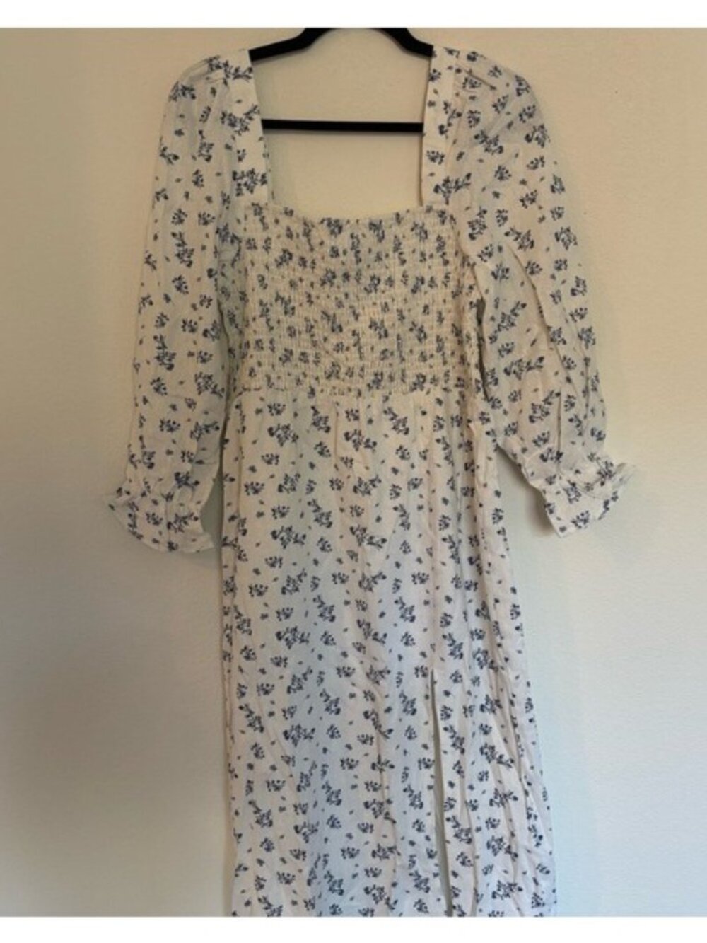 House of Harlow 1960 Linen Blend Smocked Bodice Floral Midi Dress NWT - Picture 4 of 9